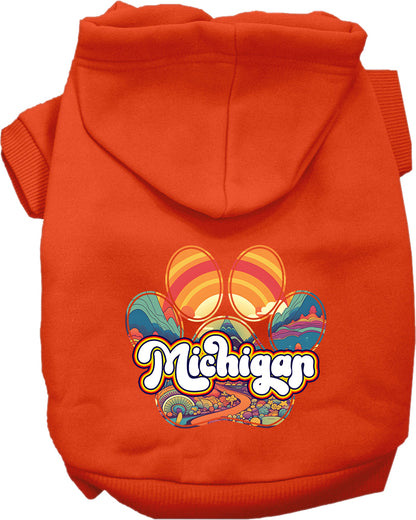 Pet Dog & Cat Screen Printed Hoodie for Small to Medium Pets (Sizes XS-XL), "Michigan Groovy Summit"