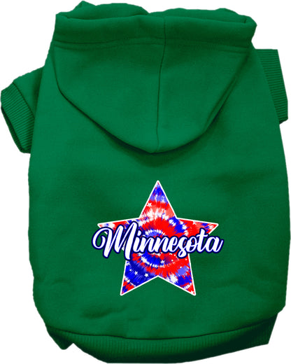 Pet Dog & Cat Screen Printed Hoodie for Small to Medium Pets (Sizes XS-XL), "Minnesota Patriotic Tie Dye"