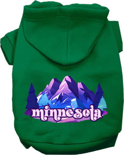 Pet Dog & Cat Screen Printed Hoodie for Small to Medium Pets (Sizes XS-XL), "Minnesota Alpine Pawscape"