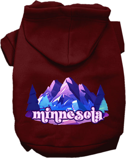 Pet Dog & Cat Screen Printed Hoodie for Small to Medium Pets (Sizes XS-XL), "Minnesota Alpine Pawscape"