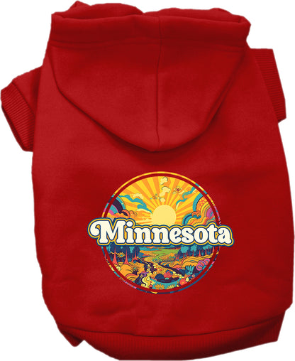 Pet Dog & Cat Screen Printed Hoodie for Small to Medium Pets (Sizes XS-XL), "Minnesota Trippy Peaks"