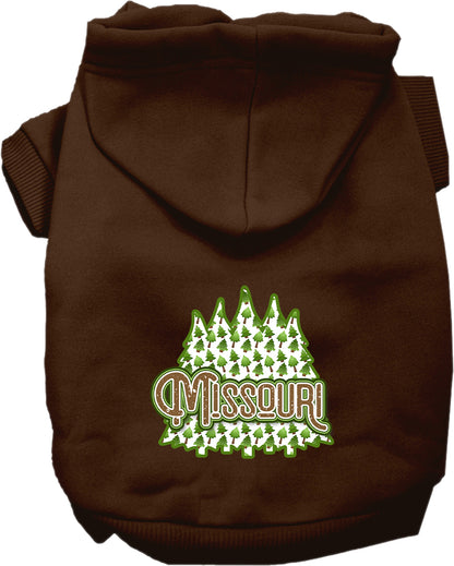 Pet Dog & Cat Screen Printed Hoodie for Small to Medium Pets (Sizes XS-XL), "Missouri Woodland Trees"