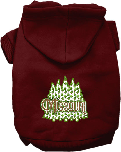 Pet Dog & Cat Screen Printed Hoodie for Small to Medium Pets (Sizes XS-XL), "Missouri Woodland Trees"