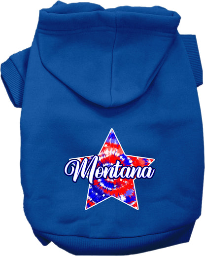 Pet Dog & Cat Screen Printed Hoodie for Small to Medium Pets (Sizes XS-XL), "Montana Patriotic Tie Dye"