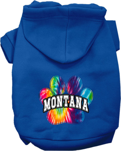 Pet Dog & Cat Screen Printed Hoodie for Small to Medium Pets (Sizes XS-XL), "Montana Bright Tie Dye"