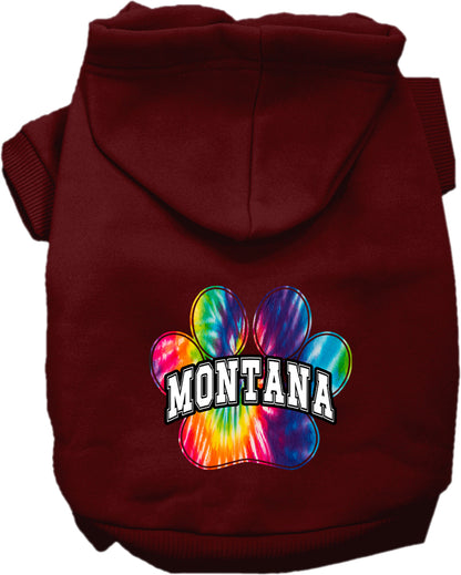 Pet Dog & Cat Screen Printed Hoodie for Small to Medium Pets (Sizes XS-XL), "Montana Bright Tie Dye"