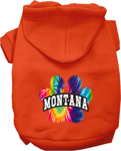 Pet Dog & Cat Screen Printed Hoodie for Small to Medium Pets (Sizes XS-XL), "Montana Bright Tie Dye"