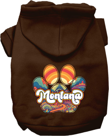 Pet Dog & Cat Screen Printed Hoodie for Small to Medium Pets (Sizes XS-XL), "Montana Groovy Summit"