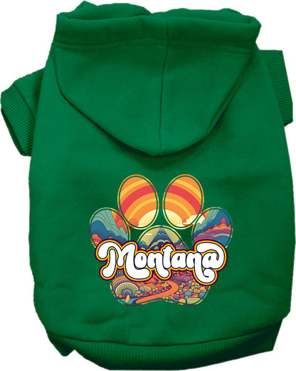 Pet Dog & Cat Screen Printed Hoodie for Small to Medium Pets (Sizes XS-XL), "Montana Groovy Summit"