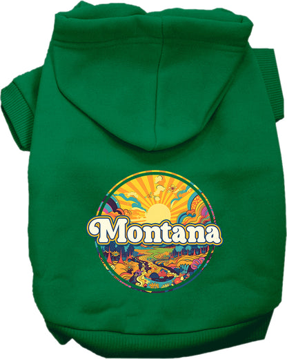 Pet Dog & Cat Screen Printed Hoodie for Small to Medium Pets (Sizes XS-XL), "Montana Trippy Peaks"