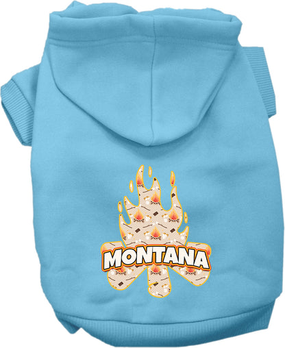 Pet Dog & Cat Screen Printed Hoodie for Small to Medium Pets (Sizes XS-XL), "Montana Around The Campfire"