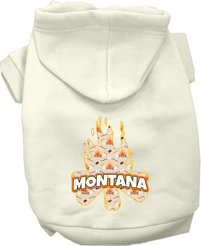 Pet Dog & Cat Screen Printed Hoodie for Small to Medium Pets (Sizes XS-XL), "Montana Around The Campfire"