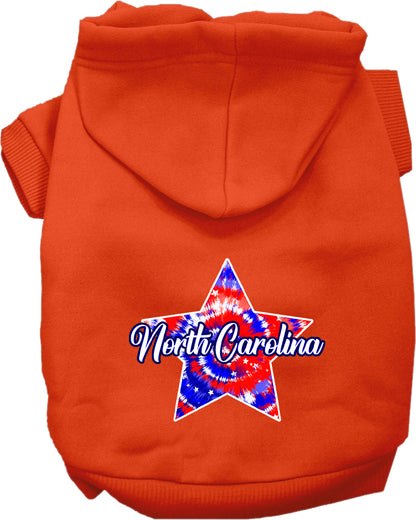 Pet Dog & Cat Screen Printed Hoodie for Small to Medium Pets (Sizes XS-XL), "North Carolina Patriotic Tie Dye"