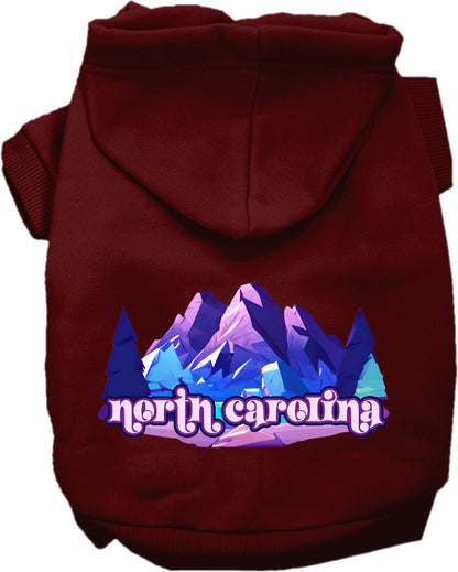 Pet Dog & Cat Screen Printed Hoodie for Small to Medium Pets (Sizes XS-XL), "North Carolina Alpine Pawscape"