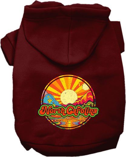 Pet Dog & Cat Screen Printed Hoodie for Small to Medium Pets (Sizes XS-XL), "North Carolina Mellow Mountain"