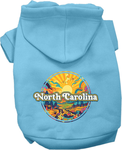 Pet Dog & Cat Screen Printed Hoodie for Small to Medium Pets (Sizes XS-XL), "North Carolina Trippy Peaks"