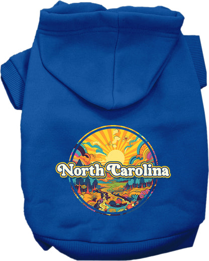 Pet Dog & Cat Screen Printed Hoodie for Small to Medium Pets (Sizes XS-XL), "North Carolina Trippy Peaks"