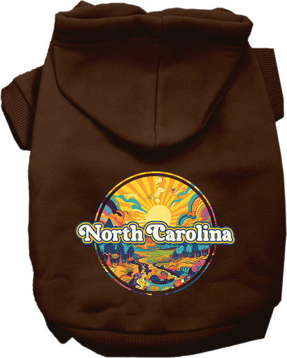 Pet Dog & Cat Screen Printed Hoodie for Small to Medium Pets (Sizes XS-XL), "North Carolina Trippy Peaks"