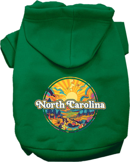 Pet Dog & Cat Screen Printed Hoodie for Small to Medium Pets (Sizes XS-XL), "North Carolina Trippy Peaks"