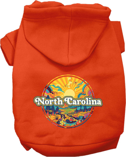 Pet Dog & Cat Screen Printed Hoodie for Small to Medium Pets (Sizes XS-XL), "North Carolina Trippy Peaks"