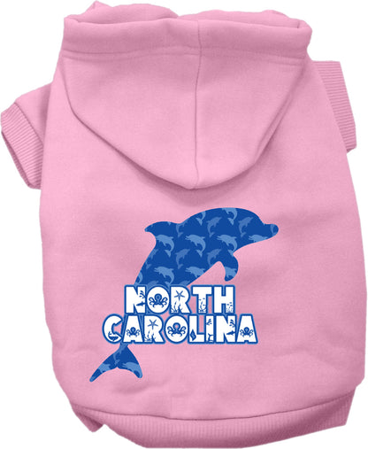 Pet Dog & Cat Screen Printed Hoodie for Small to Medium Pets (Sizes XS-XL), "North Carolina Blue Dolphins"