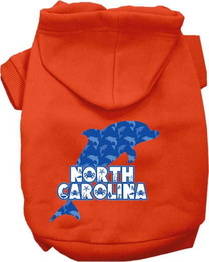 Pet Dog & Cat Screen Printed Hoodie for Small to Medium Pets (Sizes XS-XL), "North Carolina Blue Dolphins"