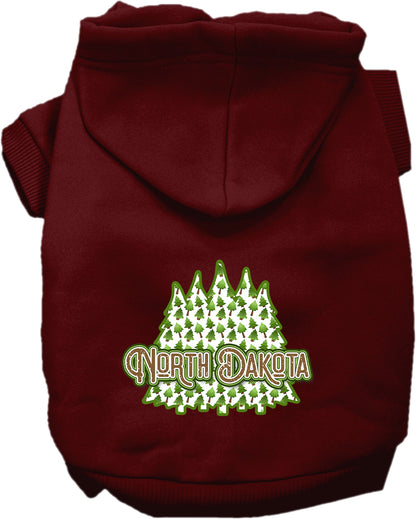 Pet Dog & Cat Screen Printed Hoodie for Small to Medium Pets (Sizes XS-XL), "North Dakota Woodland Trees"