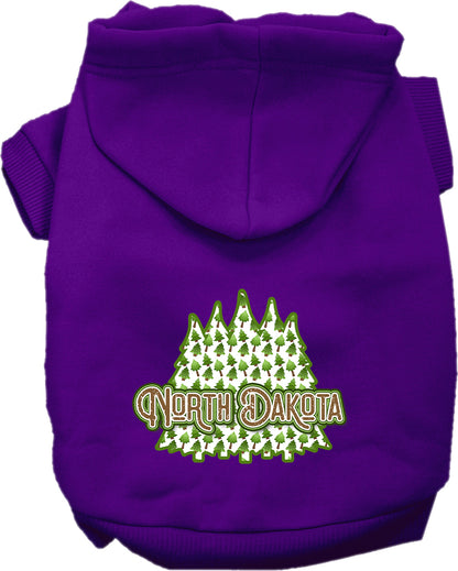 Pet Dog & Cat Screen Printed Hoodie for Small to Medium Pets (Sizes XS-XL), "North Dakota Woodland Trees"