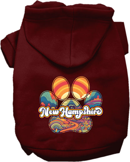 Pet Dog & Cat Screen Printed Hoodie for Small to Medium Pets (Sizes XS-XL), "New Hampshire Groovy Summit"