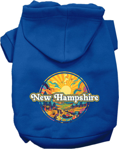 Pet Dog & Cat Screen Printed Hoodie for Small to Medium Pets (Sizes XS-XL), "New Hampshire Trippy Peaks"