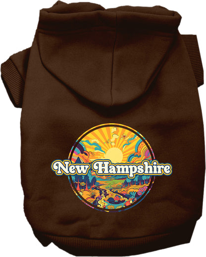 Pet Dog & Cat Screen Printed Hoodie for Small to Medium Pets (Sizes XS-XL), "New Hampshire Trippy Peaks"