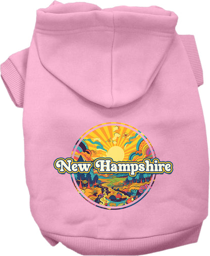 Pet Dog & Cat Screen Printed Hoodie for Small to Medium Pets (Sizes XS-XL), "New Hampshire Trippy Peaks"