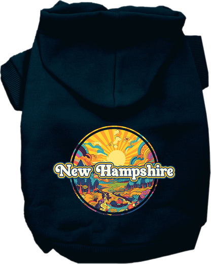 Pet Dog & Cat Screen Printed Hoodie for Small to Medium Pets (Sizes XS-XL), "New Hampshire Trippy Peaks"