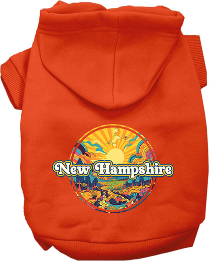 Pet Dog & Cat Screen Printed Hoodie for Small to Medium Pets (Sizes XS-XL), "New Hampshire Trippy Peaks"