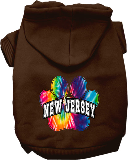 Pet Dog & Cat Screen Printed Hoodie for Small to Medium Pets (Sizes XS-XL), "New Jersey Bright Tie Dye"