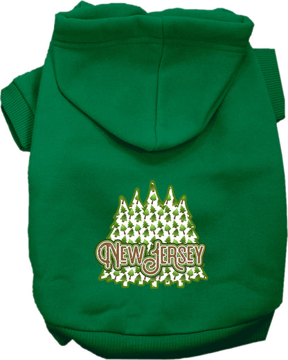 Pet Dog & Cat Screen Printed Hoodie for Small to Medium Pets (Sizes XS-XL), "New Jersey Woodland Trees"