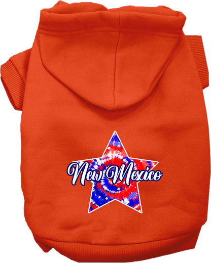 Pet Dog & Cat Screen Printed Hoodie for Small to Medium Pets (Sizes XS-XL), "New Mexico Patriotic Tie Dye"