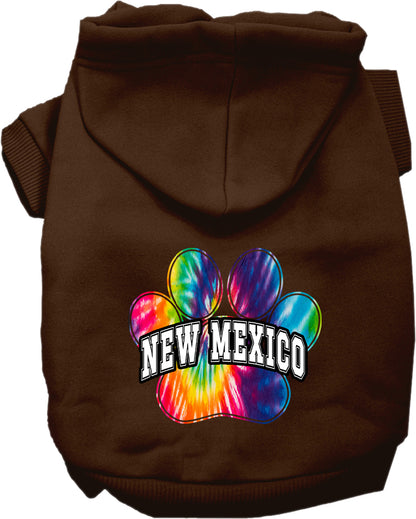 Pet Dog & Cat Screen Printed Hoodie for Small to Medium Pets (Sizes XS-XL), "New Mexico Bright Tie Dye"