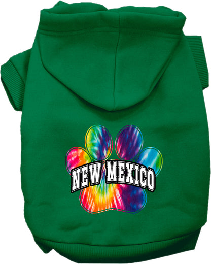 Pet Dog & Cat Screen Printed Hoodie for Small to Medium Pets (Sizes XS-XL), "New Mexico Bright Tie Dye"