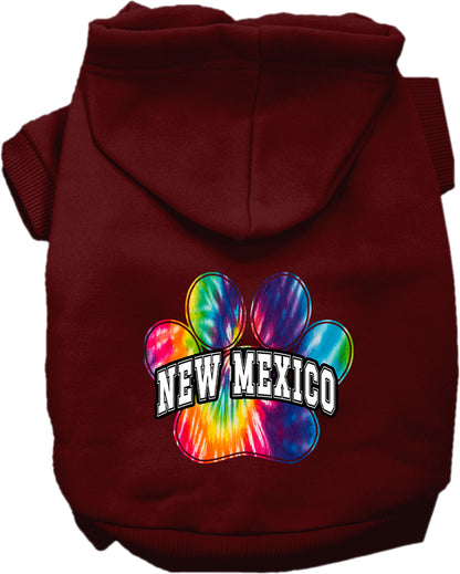 Pet Dog & Cat Screen Printed Hoodie for Small to Medium Pets (Sizes XS-XL), "New Mexico Bright Tie Dye"