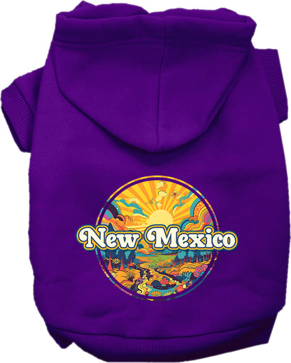 Pet Dog & Cat Screen Printed Hoodie for Small to Medium Pets (Sizes XS-XL), "New Mexico Trippy Peaks"