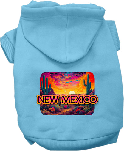 Pet Dog & Cat Screen Printed Hoodie for Small to Medium Pets (Sizes XS-XL), "New Mexico Neon Desert"