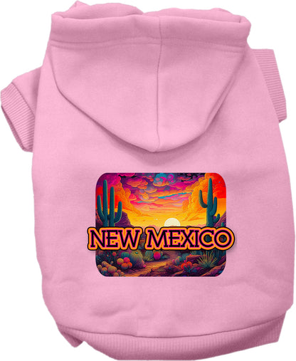 Pet Dog & Cat Screen Printed Hoodie for Small to Medium Pets (Sizes XS-XL), "New Mexico Neon Desert"