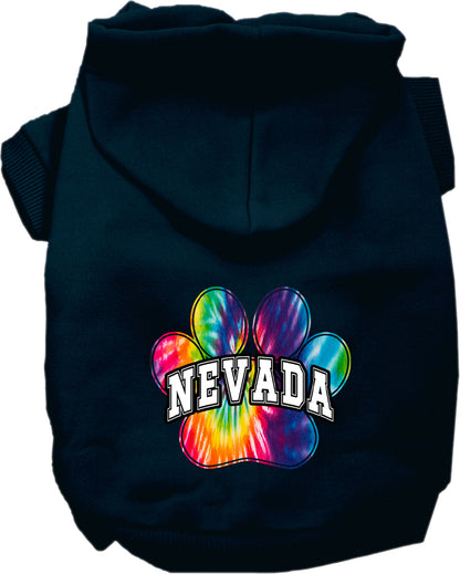 Pet Dog & Cat Screen Printed Hoodie for Small to Medium Pets (Sizes XS-XL), "Nevada Bright Tie Dye"