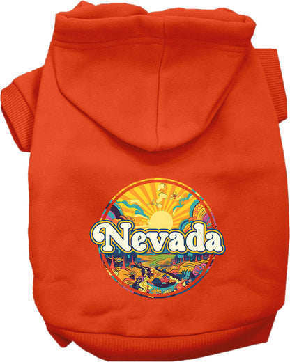 Pet Dog & Cat Screen Printed Hoodie for Small to Medium Pets (Sizes XS-XL), "Nevada Trippy Peaks"