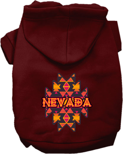 Pet Dog & Cat Screen Printed Hoodie for Small to Medium Pets (Sizes XS-XL), "Nevada Navajo Tribal"