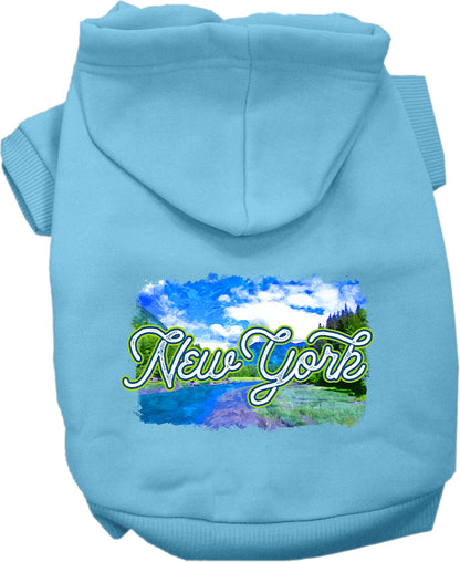 Pet Dog & Cat Screen Printed Hoodie for Small to Medium Pets (Sizes XS-XL), "New York Summer"