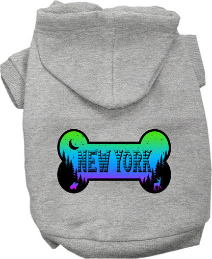 Pet Dog & Cat Screen Printed Hoodie for Small to Medium Pets (Sizes XS-XL), "New York Mountain Shades"