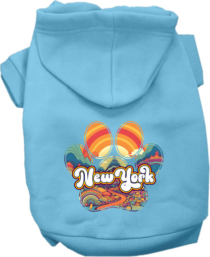 Pet Dog & Cat Screen Printed Hoodie for Small to Medium Pets (Sizes XS-XL), "New York Groovy Summit"