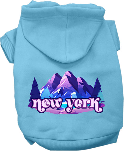 Pet Dog & Cat Screen Printed Hoodie for Small to Medium Pets (Sizes XS-XL), "New York Alpine Pawscape"